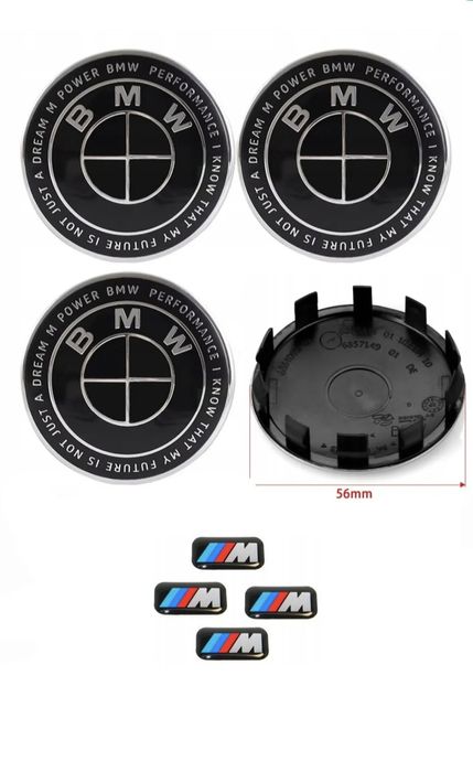 Dekielki  BMW 50JAHRE CZARNE 56mm Kapsle zestaw 4sztuki (Naklejki M power)
