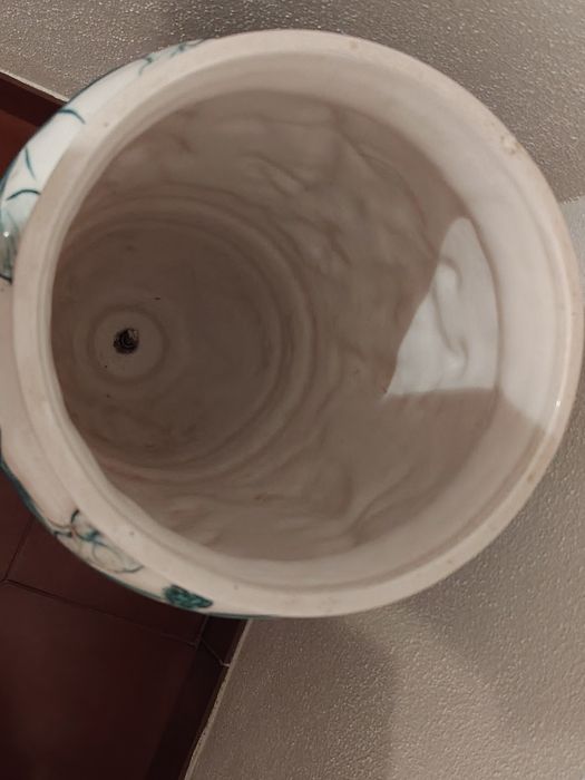 Jarrão em Porcelana Branco e Verde