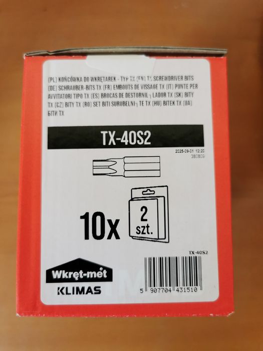 Końcówka TORX TX-40 25 mm / 2 szt KLIMAS .