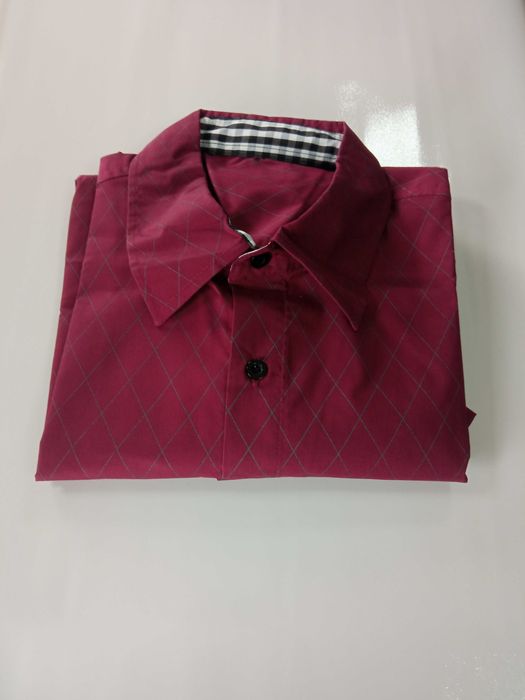 Nowa koszula męska / krótki rękaw / bordowa / wzór / R-L !57!