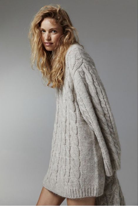Светр з косами оверсайз h&m alpaca blend