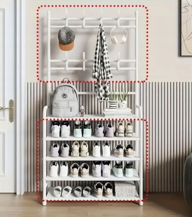 WIESZAK biały 172cm z półkami organizer ubrań butów