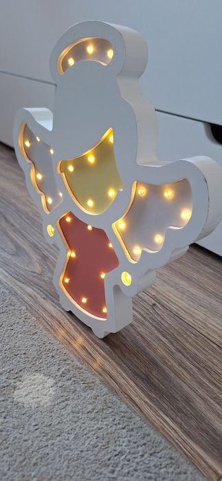 Lampka dekoracja drewniana LED Aniołek