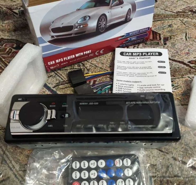 Блютус автомагнитола стандартная с пультом usb microsd универсальная