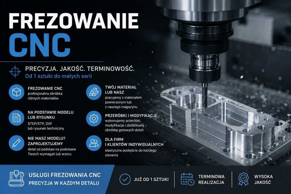 Frezowanie CNC (aluminium, stal, miedź, tworzywa)