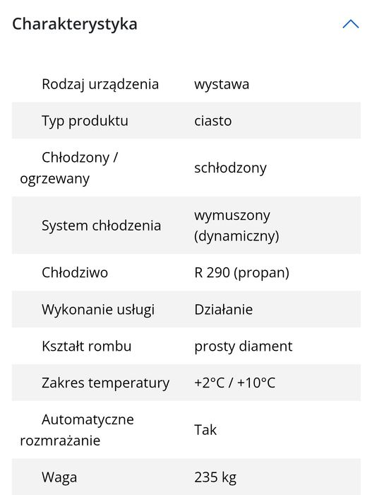 Witryna cukiernicza Tekna - 880 litrów