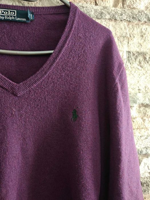 Ralph Lauren wełniany męski sweter v-neck M Merino wool w2