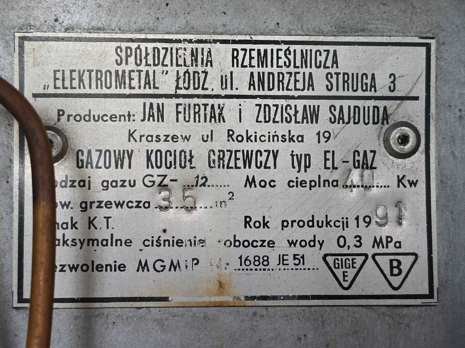 Piec GAZOWY Duży Sprawny  POLSKA Produkcja