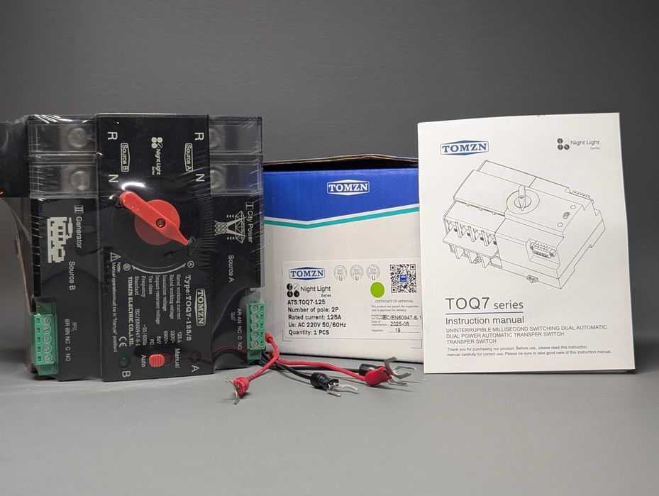 Однофазний автоматичний перемикач Tomzn toq7-125\2