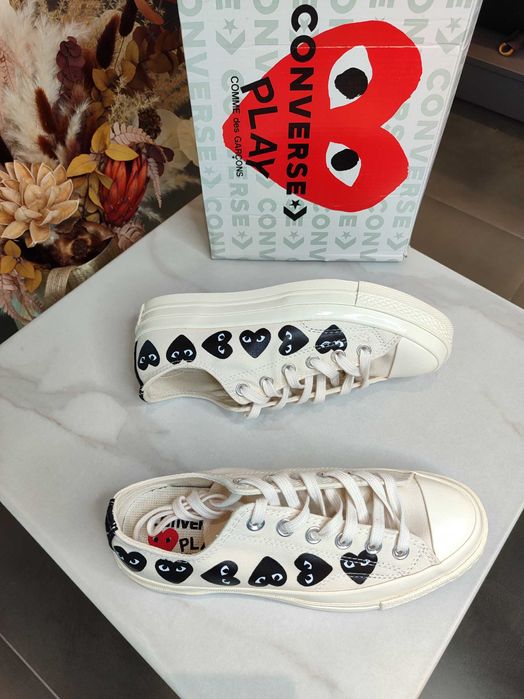 Кеди Converse x Comme Des Garcons Play Black Multi Hearts Low Top Wh