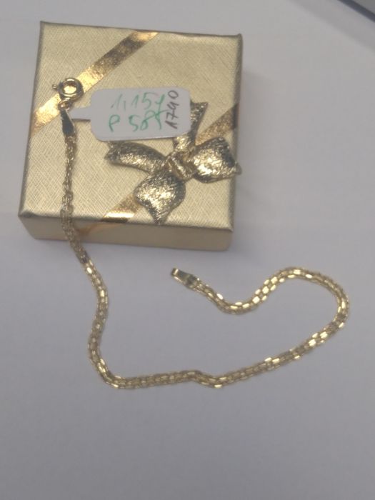 Złota bransoletka splot Bismarck, złoto 585 długość 18,5cm