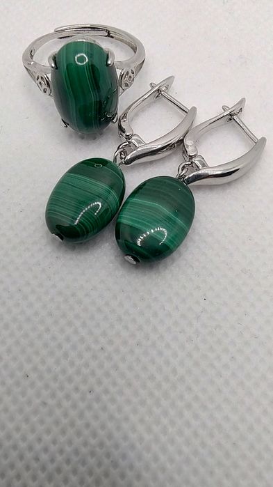 Malachit. Nowy pierścionek i kolczyki.