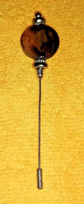 ALFINETE DE CHAPÉU ANTIGO/VINTAGE DE ÁGATA - ANOS 60