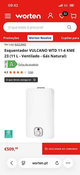 Esquentador vulcano