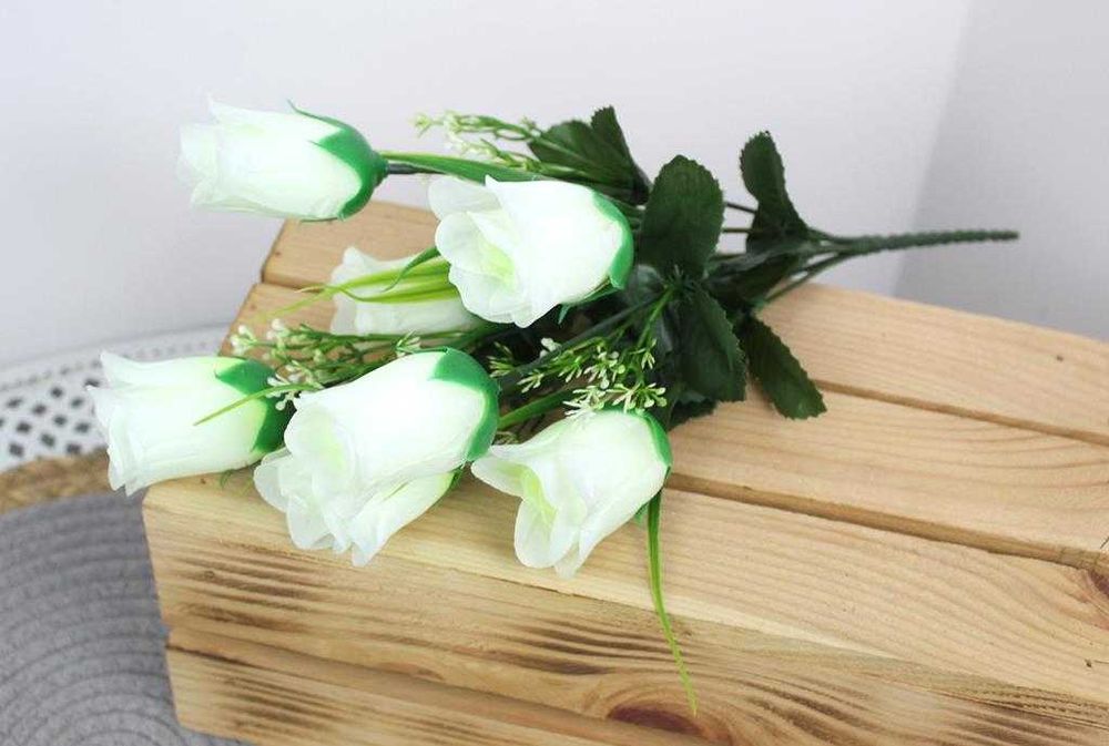 Bukiet Sztucznych Róż 35cm, 7 kwiatów Dekoracja do Kompozycji