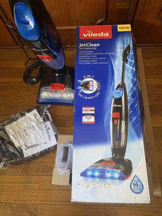 Vileda JetClean 3 em 1 – Aspira, Lava e Seca | Como Novo (Usado Apenas 1 vez).