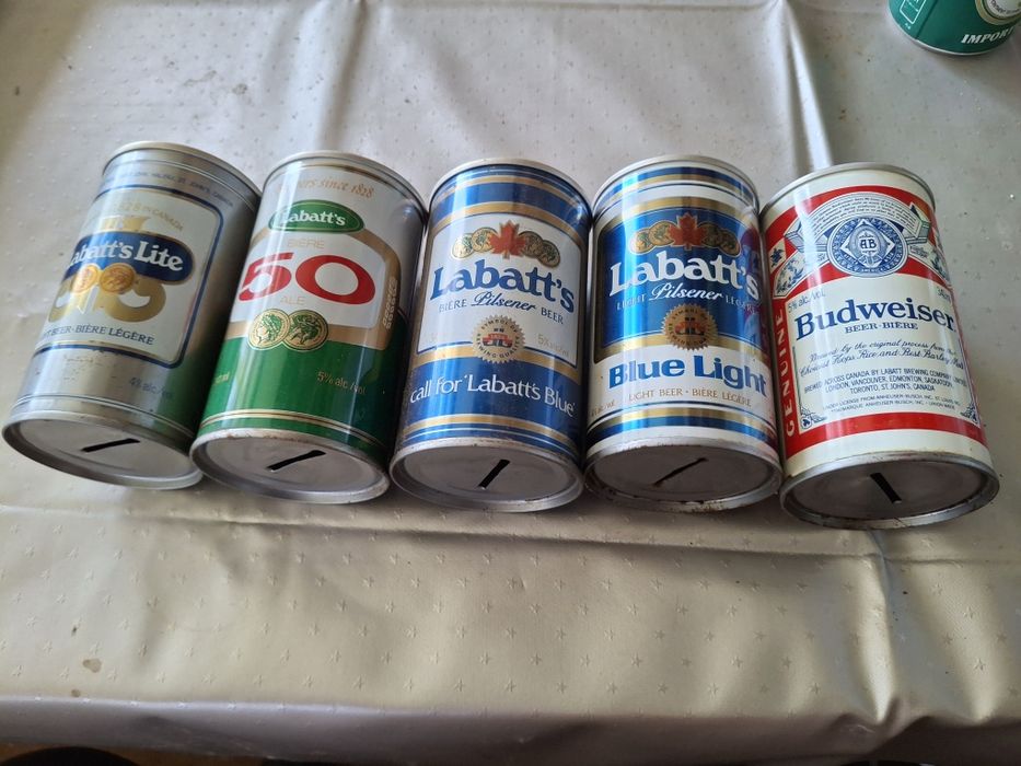 5 Latas cerveja vintage anos 80 (Cofres)