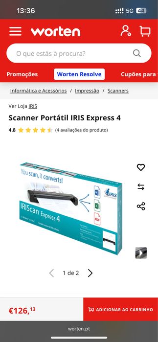 Scanner Portátil IRIS Express 4 - novo com garantia