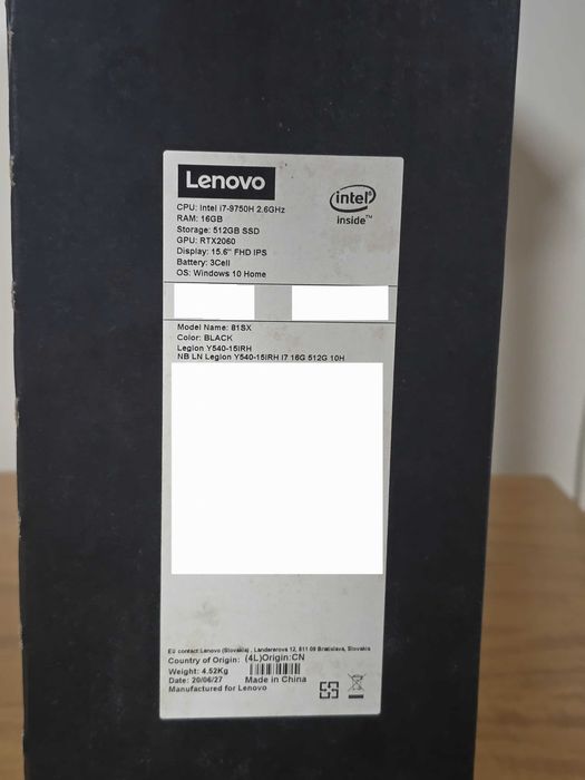 Lenovo Legion y540 - i7 9750H - RTX 2060