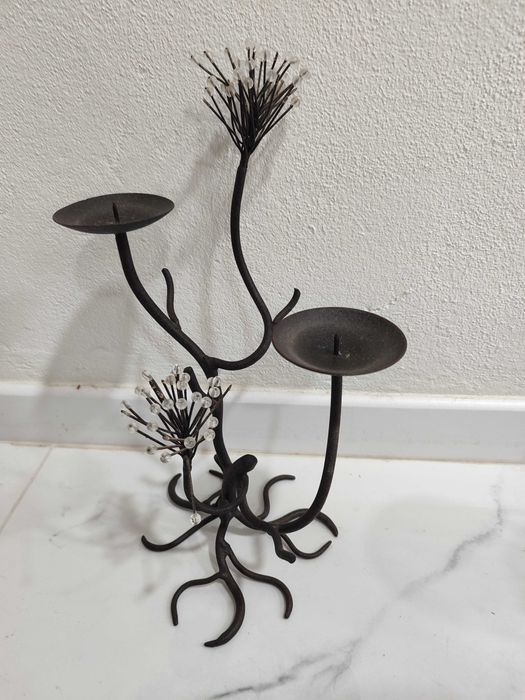5 porta velas em metal para velas grandes e decoração em vidro