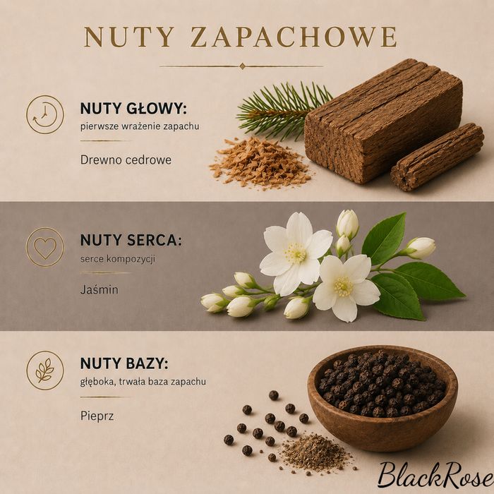 Perfumy Męskie BlackRose DarkImpulse 50 ml z Feromonami Cedr Pieprz Jaśmin