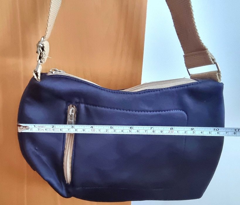 Mala azul escura e castanha clara/ bege