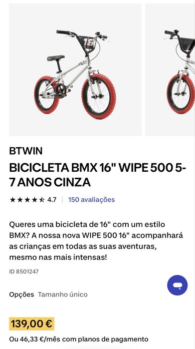BTWIN bicicleta 16" Wipe 500 + Rodas Laterais