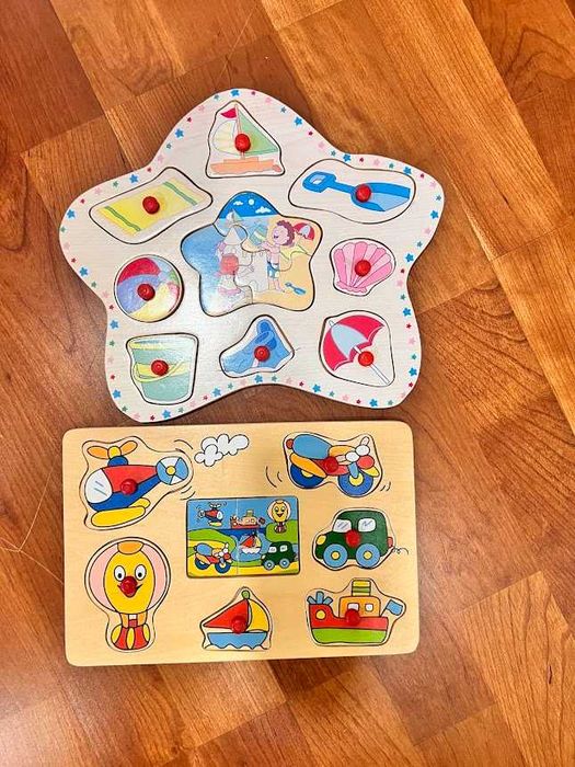 Vários Puzzles em madeira - Animais, transportes, Números