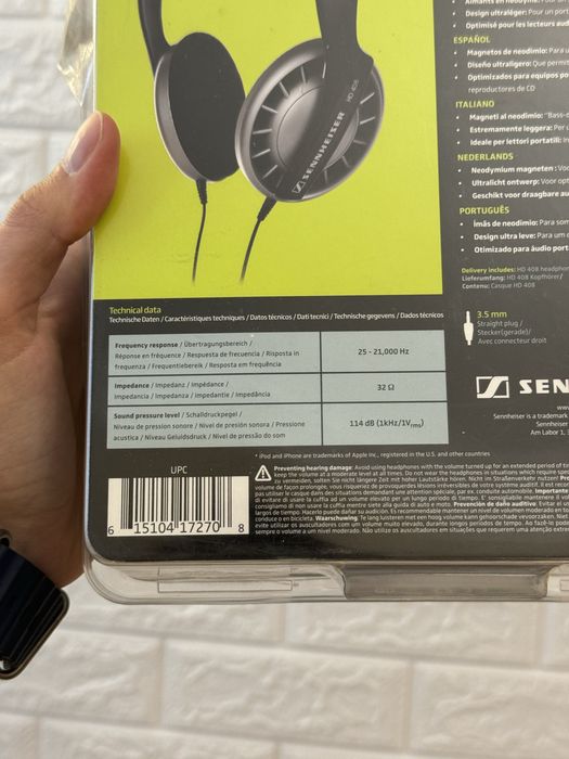 Наушники Sennheiser HD408 Black/Silver абсолютно новые, Оригинальные