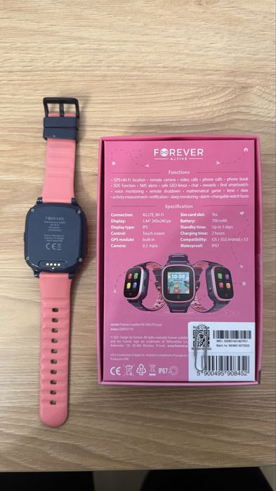 Smartwatch dzieciy Forever Look Me! 4G LTE GPS - rozowy | Kamera| SoS