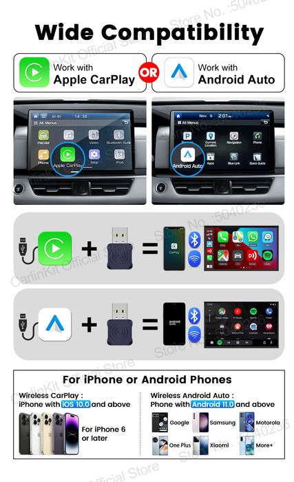CarlinKit Mini Ultra: Wireless CarPlay & Android Auto 2-em-1 NOVO