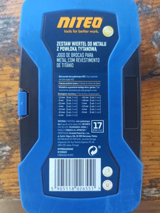 Wiertła do metalu komplet-nowe.