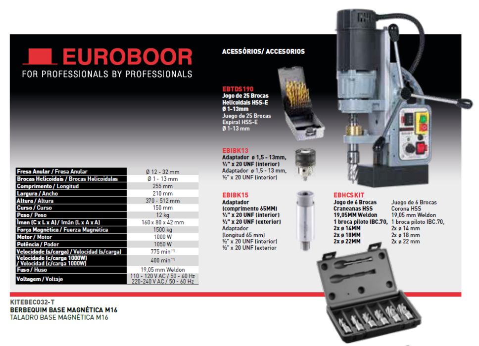 Coluna Furador Furar Furadeira Magnética EUROBOOR