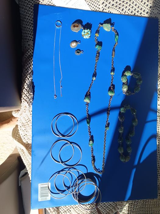 Pendente  contrastes alfinetes pulseiracom viligrama prata da lei925pe