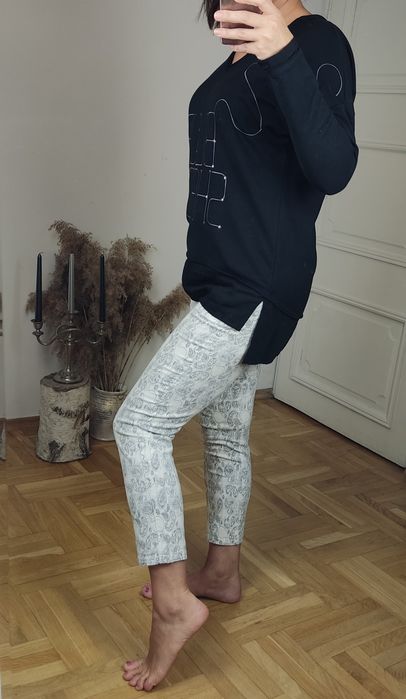 Bluzka z nadrukiem, bawełna, dekolt w szpic