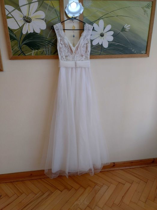 suknia ślubna z welonem r M/L