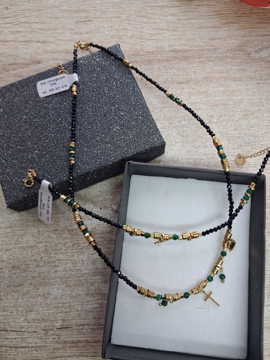 Komplet biżuterii z malachitem