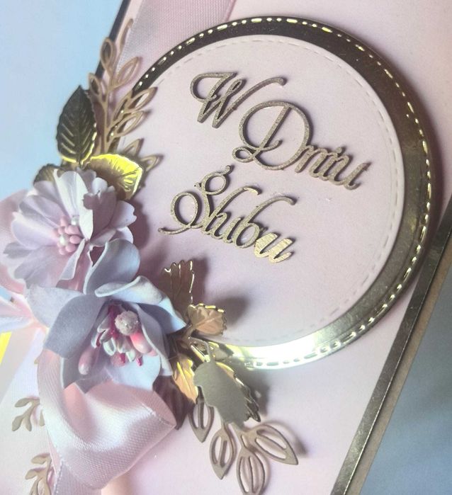 Ręcznie robiona kartka ślubna z pudełkiem 3D W Dniu Ślubu personalizacja