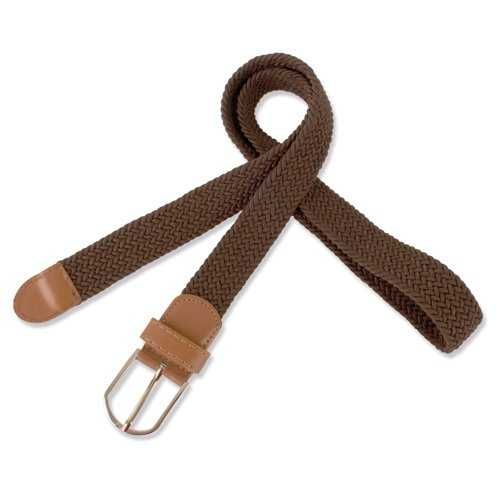 Cinto elástico com acabamentos em pele sintética e aço