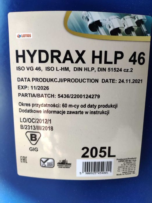 Продам гидравлическое масло HYDRAX HLP 46.  lotos
