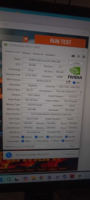 Відеокарта  Gigabyte GeForce GTX 1060 3GB