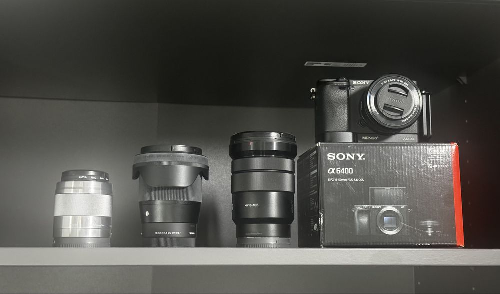 Sony A6400 + 4 Objetivas | Sigma 16mm F1.4 + Sony 18-105 G + 55-210 + 16-50
