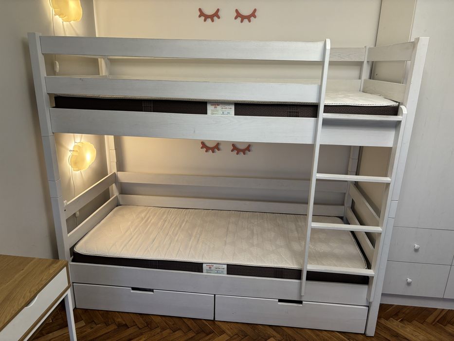 Ліжко дитяче двоярусне-двоповерхове масив дуба