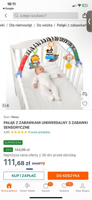 Pałąk z zabawki do lozeczka, wozka, fotelika