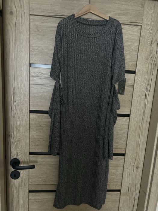 Sukienka damska elegancka xs s m ciemny popiel new collection
