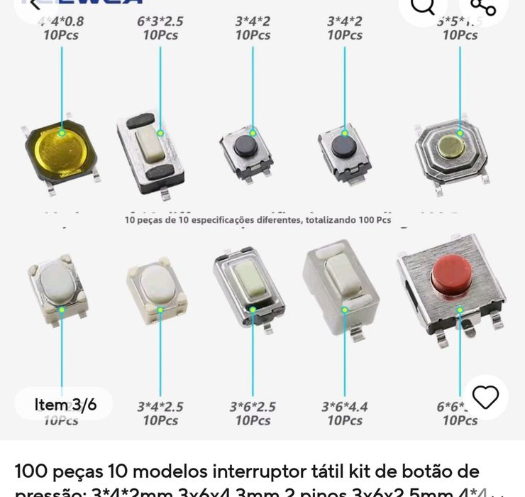 Micro interruptores 100 peças447425815774515202