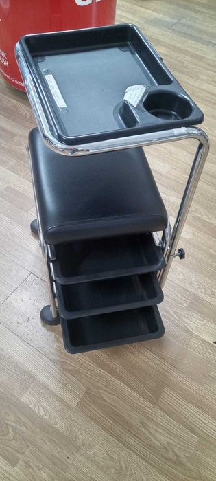 Banco Manicure Preto com gavetas  e tampo apoio