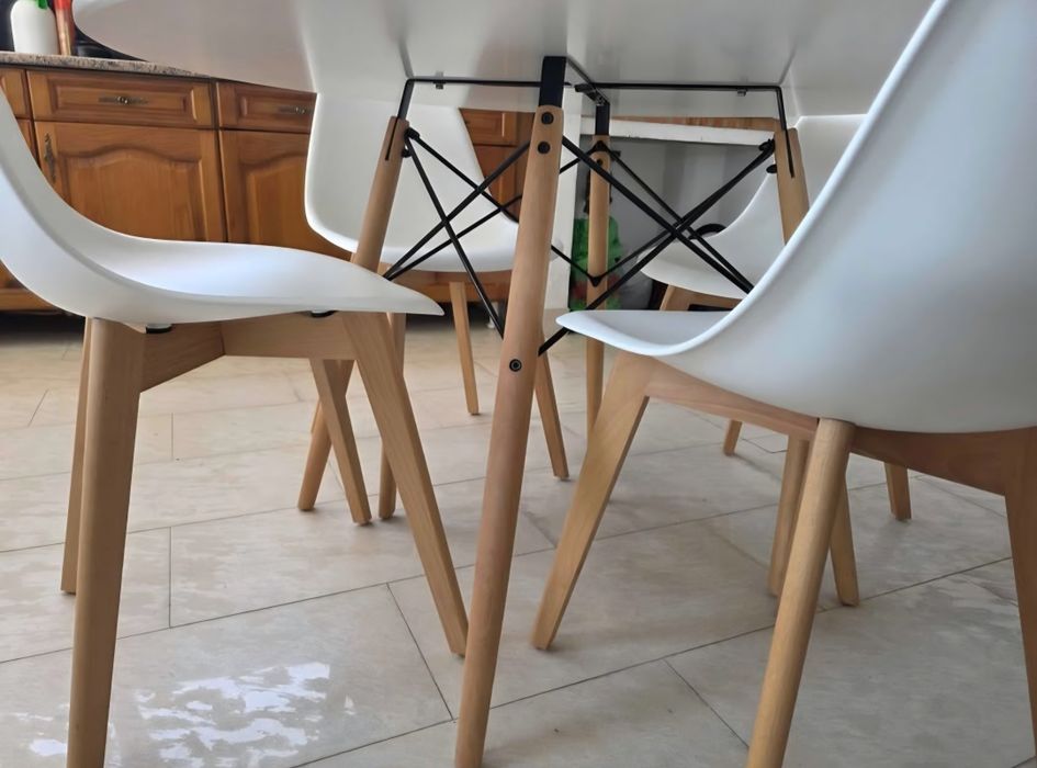 Mesa e Cadeiras Faia/Branco