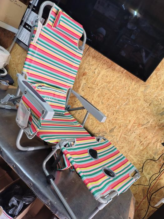 Składany fotel plażowy 5-pozycyjny z torbą chłodzącą i  stolikiem na k