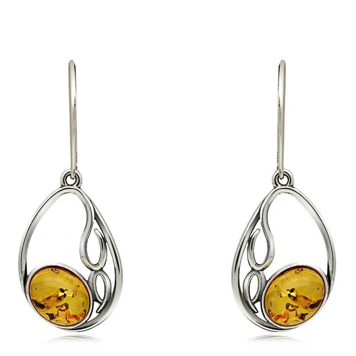 Srebrne kolczyki z bursztynami pr.925